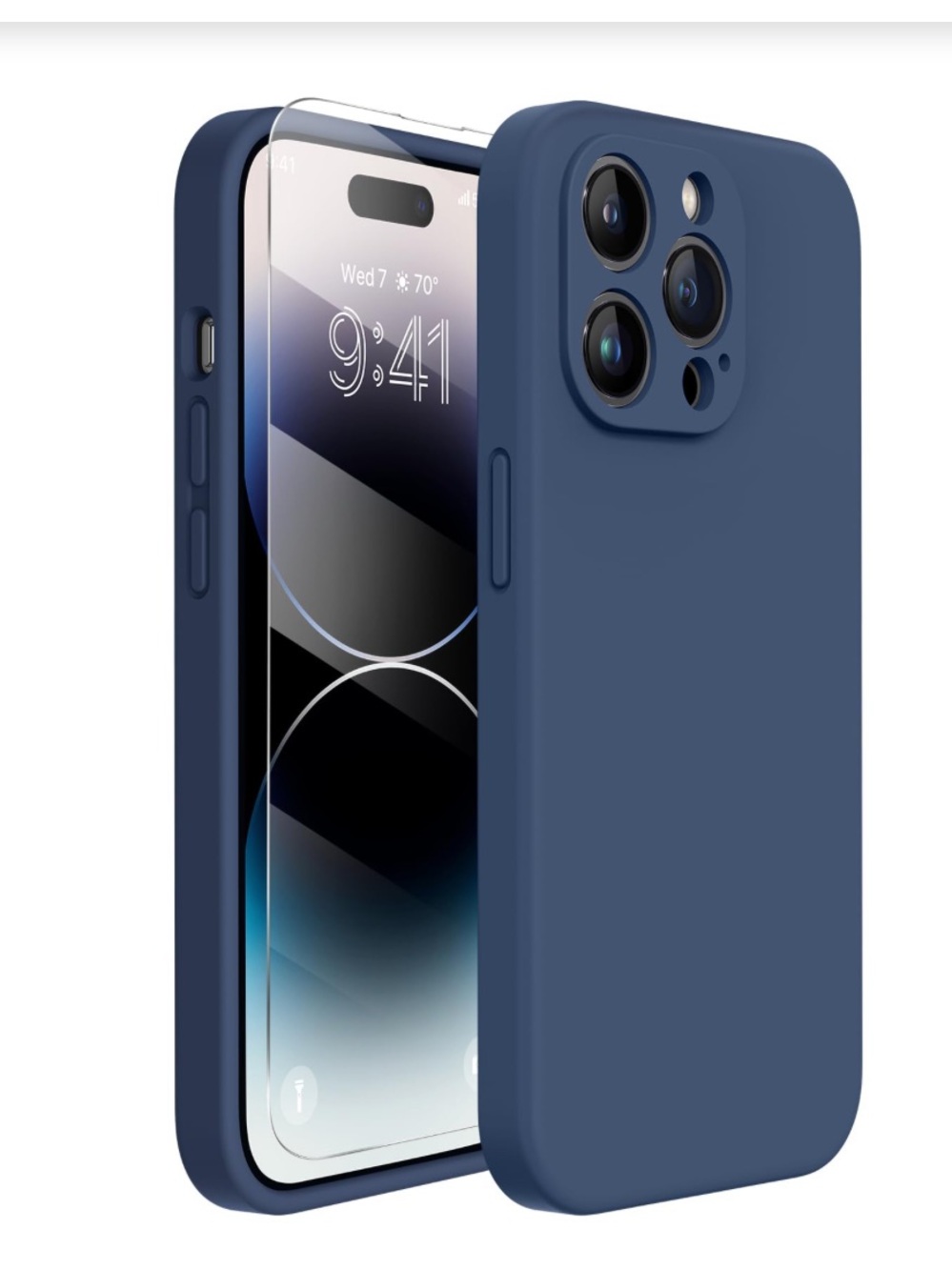 iPhone 14 Pro Silicone Case with Screen Protector MagSafe Compatible- DARK BLUE